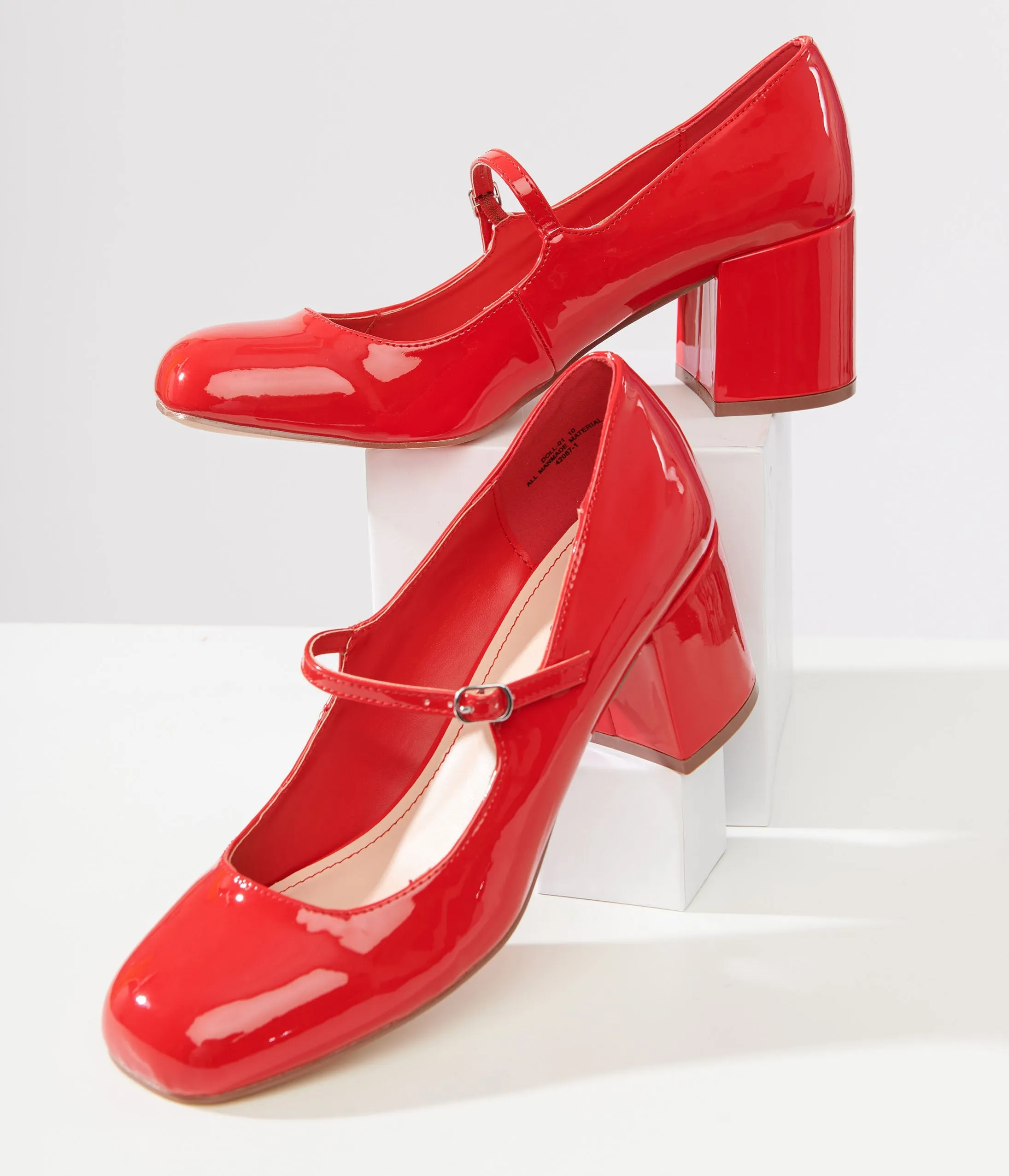 1960s Red Patent Leatherette Mary Jane Heels