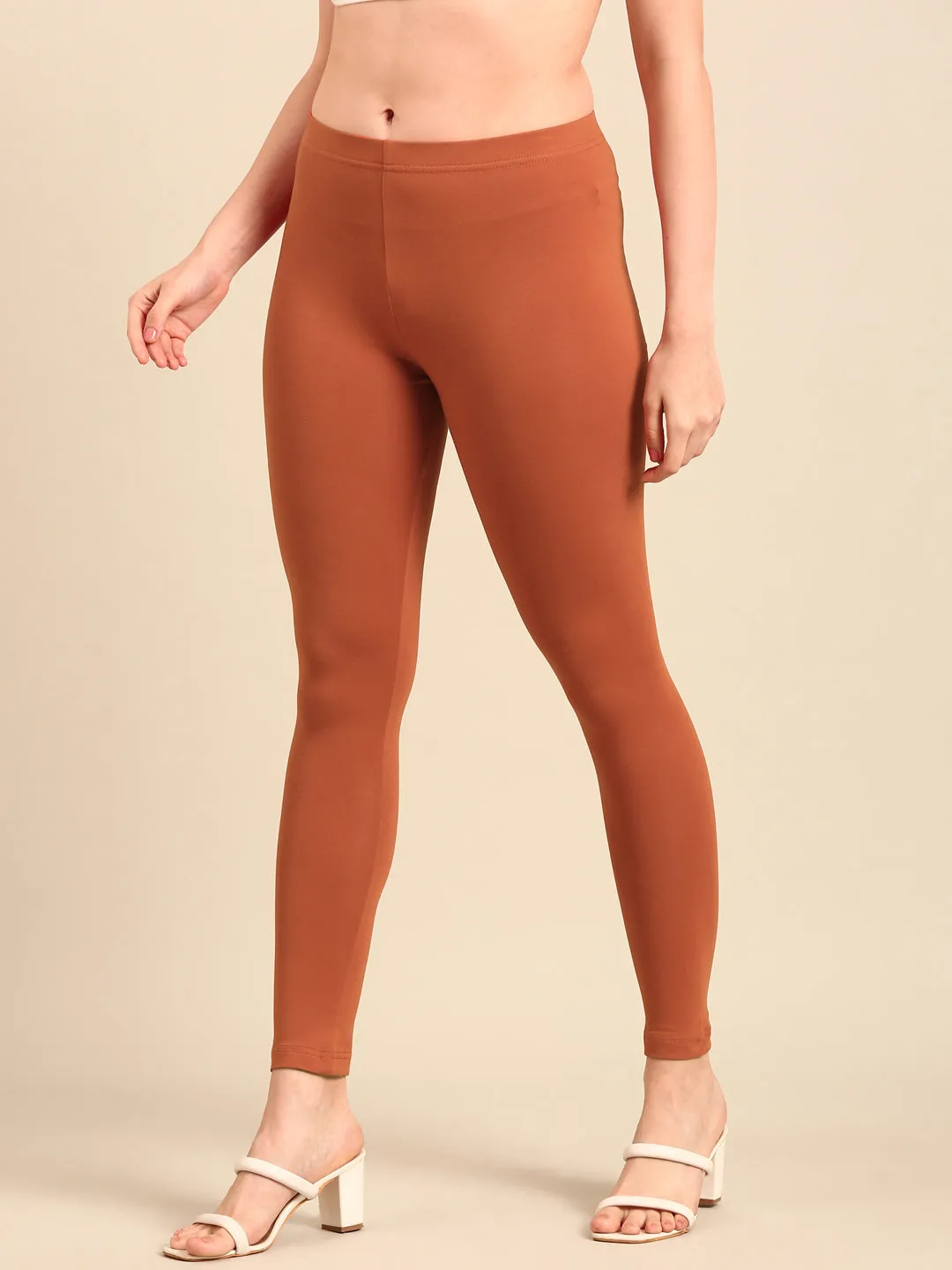 Ankle Length Leggings Cotton-Rust