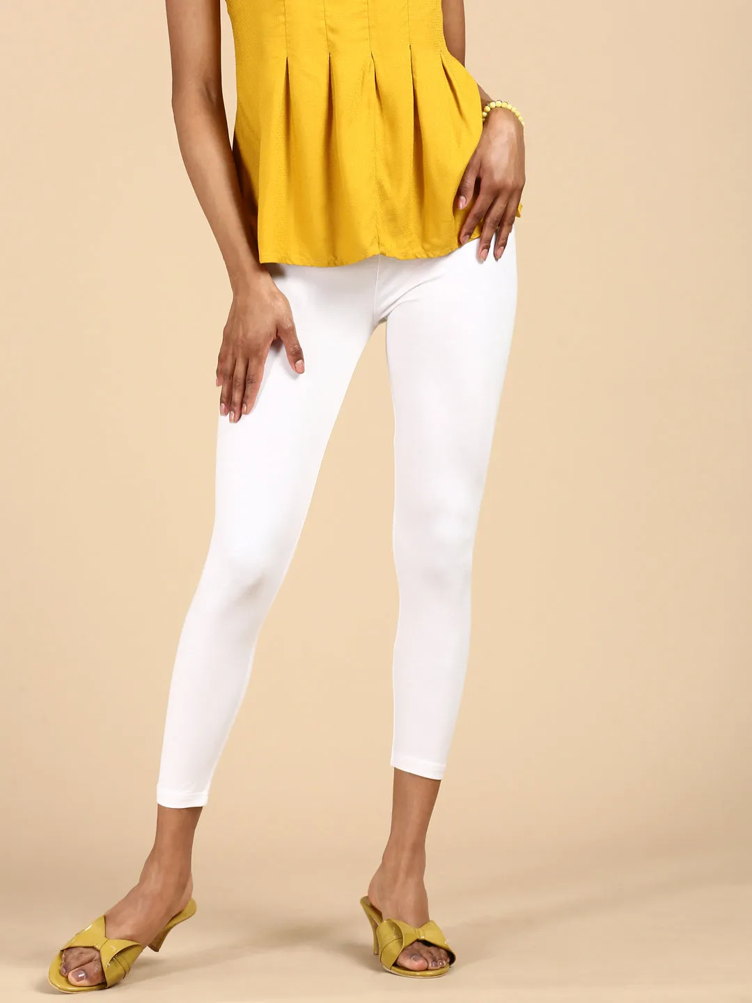 Ankle Length Leggings Viscose-White