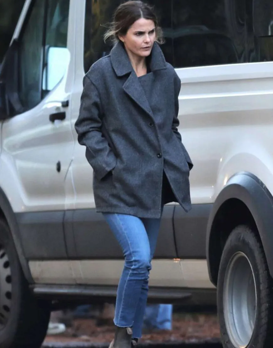 Antlers Keri Russell Coat |Julia Meadows Grey Woolen Coat |ujackets.com