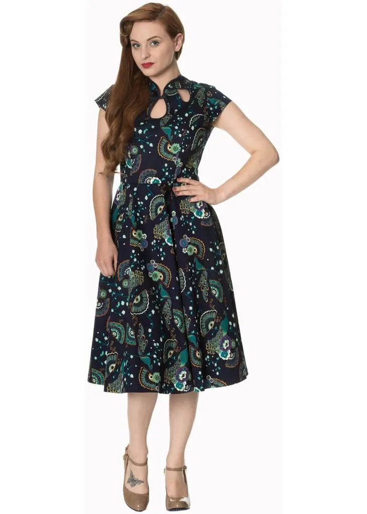 Banned Proud Peacock Cutout Swing Dress