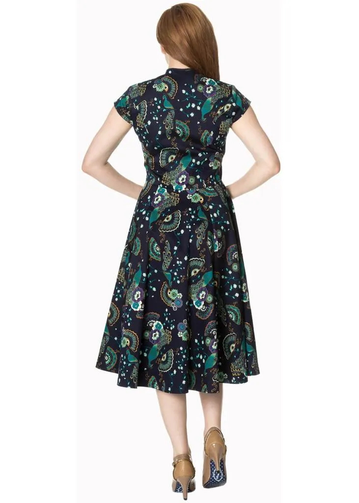 Banned Proud Peacock Cutout Swing Dress