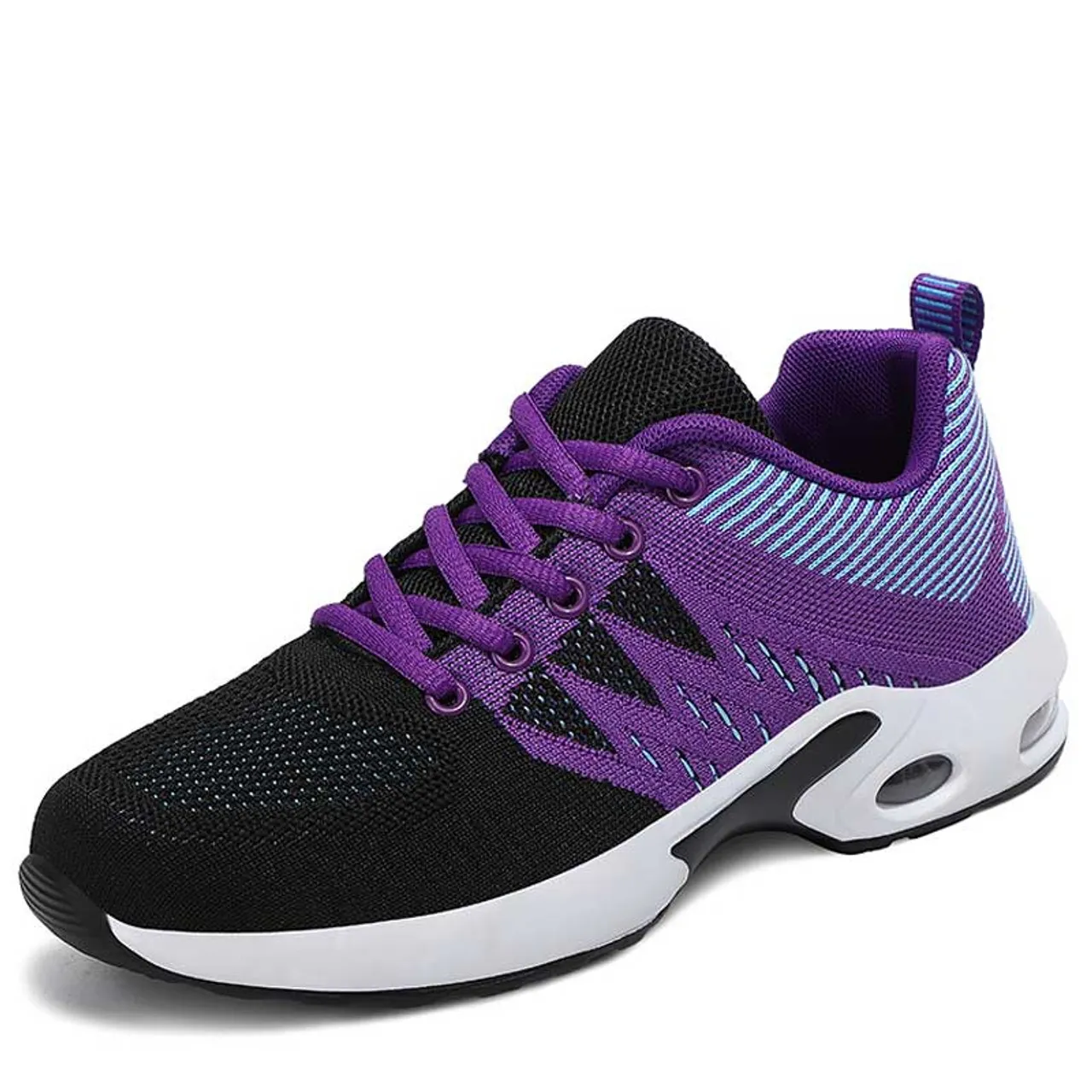 Black purple flyknit texture stripe shoe sneaker