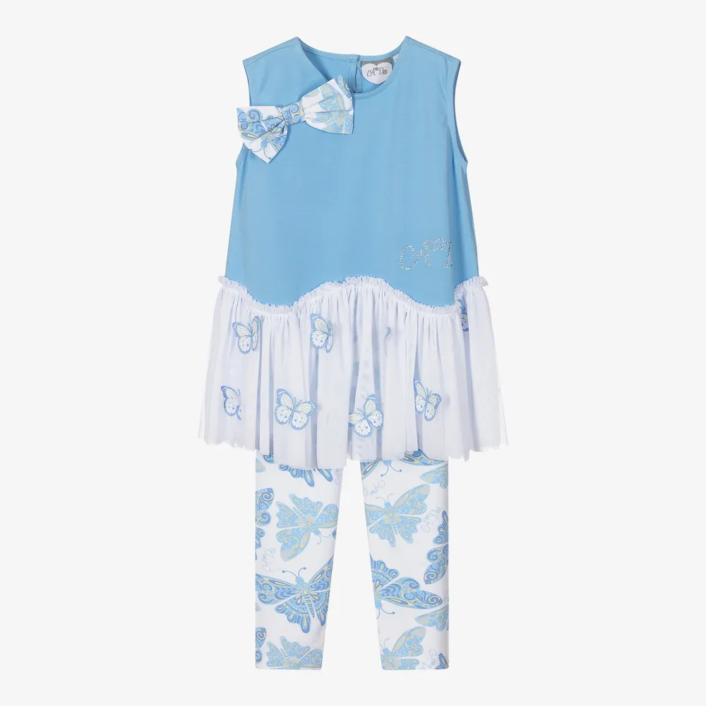 Blue & White Leggings Set