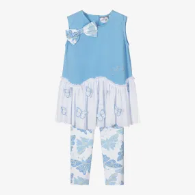 Blue & White Leggings Set