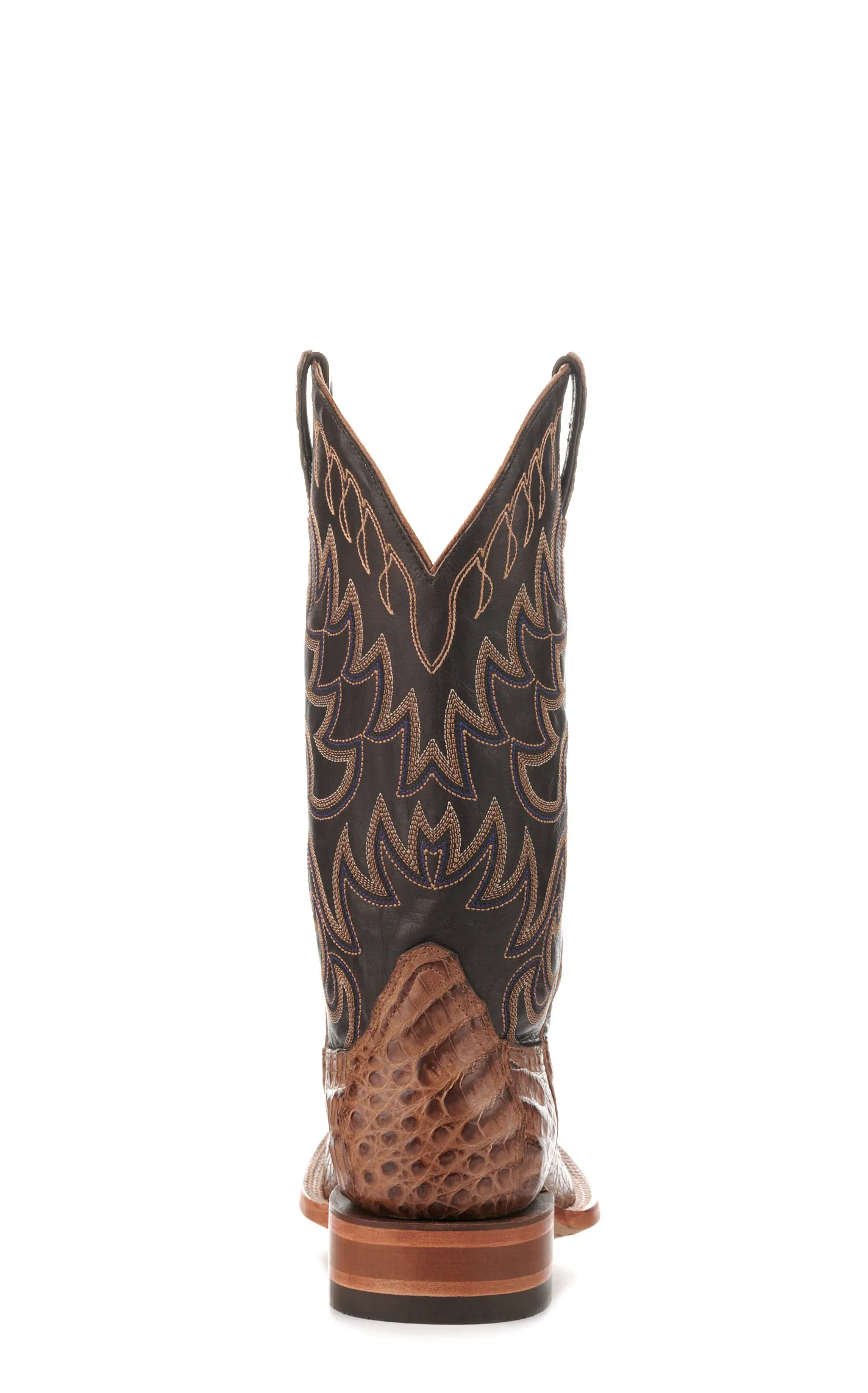 Cavender's Men's Chocolate and Chestnut Caiman Belly Wide Square Toe Cowboy Boots