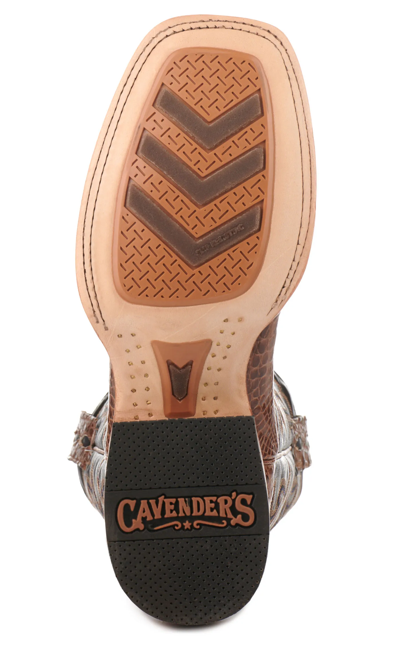 Cavender's Men's Chocolate and Chestnut Caiman Belly Wide Square Toe Cowboy Boots