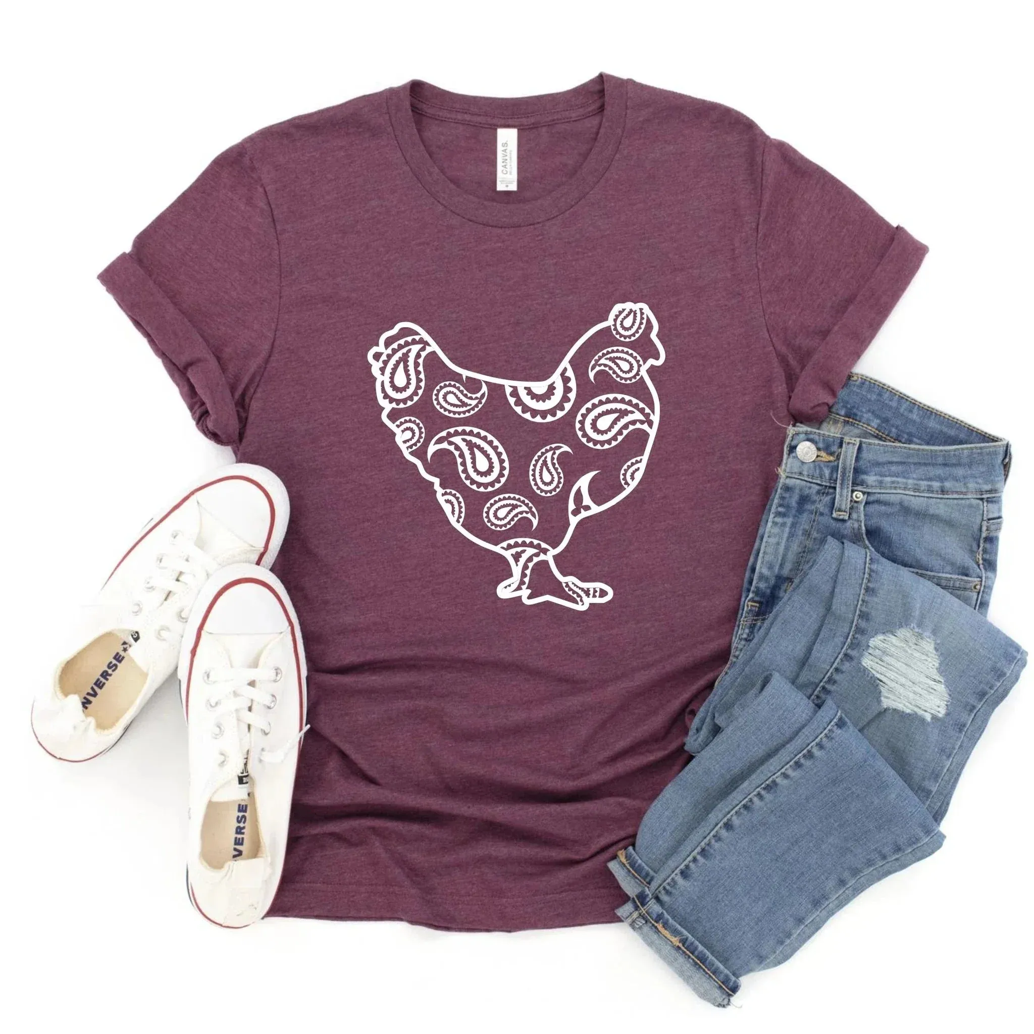 Chicken Paisley Graphic Tee - 4 color options