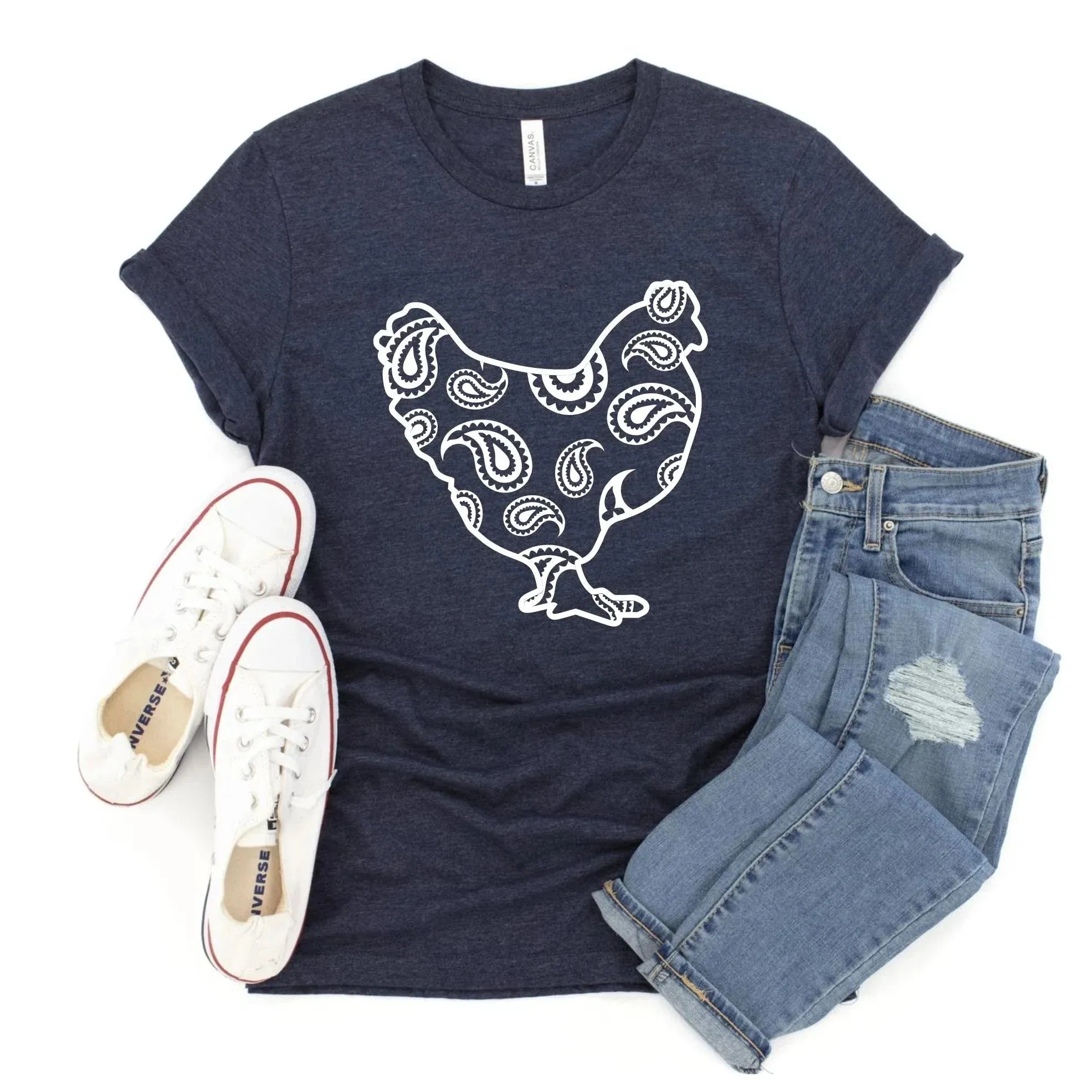 Chicken Paisley Graphic Tee - 4 color options