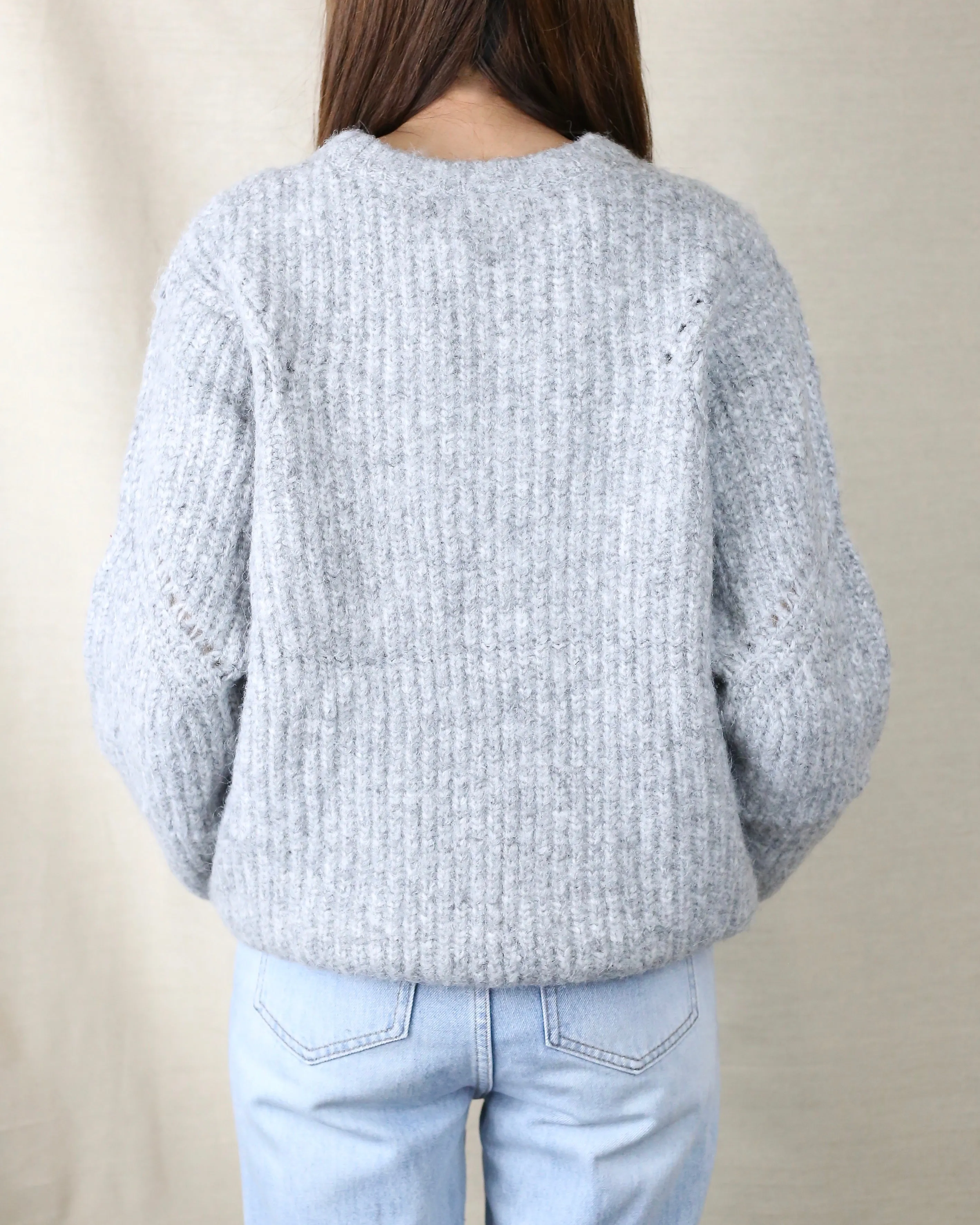 Christina Cozy Throwover Sweater in Grey