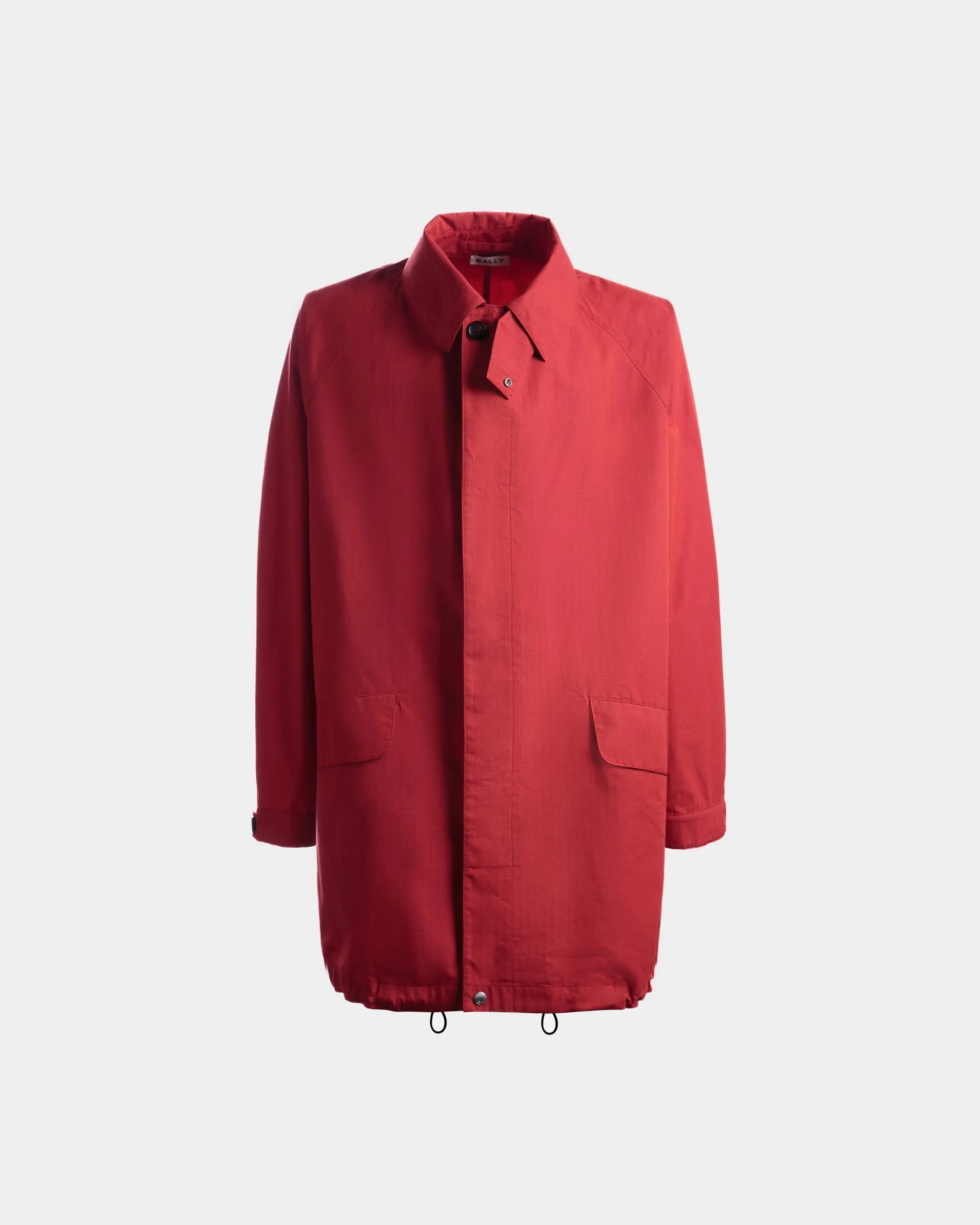 Coat in Candy Red Nylon 