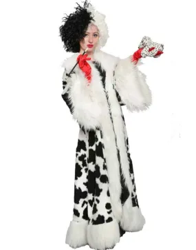 Cruella Emma Stone Fur Coat | Emma Stone Black & White Coat