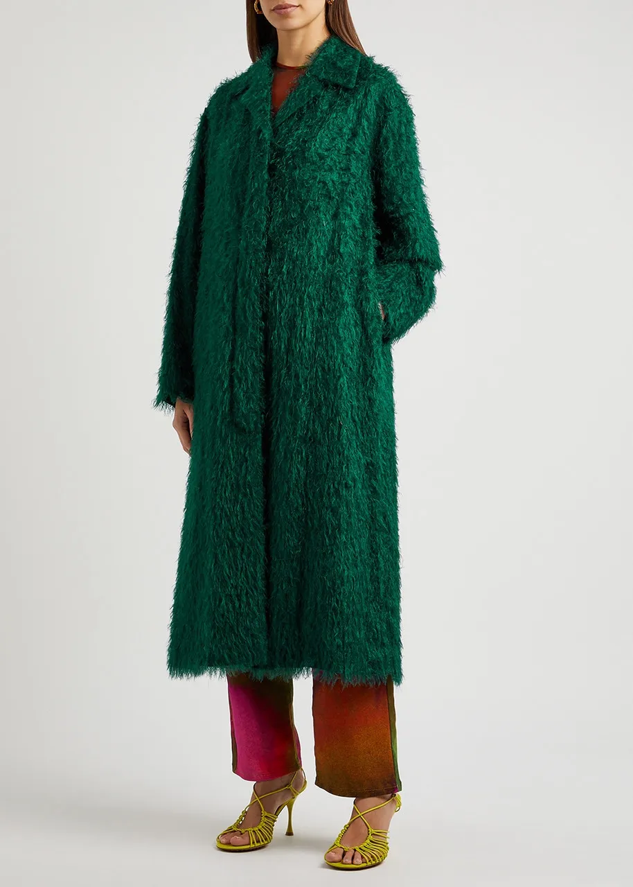 DRIES VAN NOTEN Rosa teal textured coat -                         -                     -                