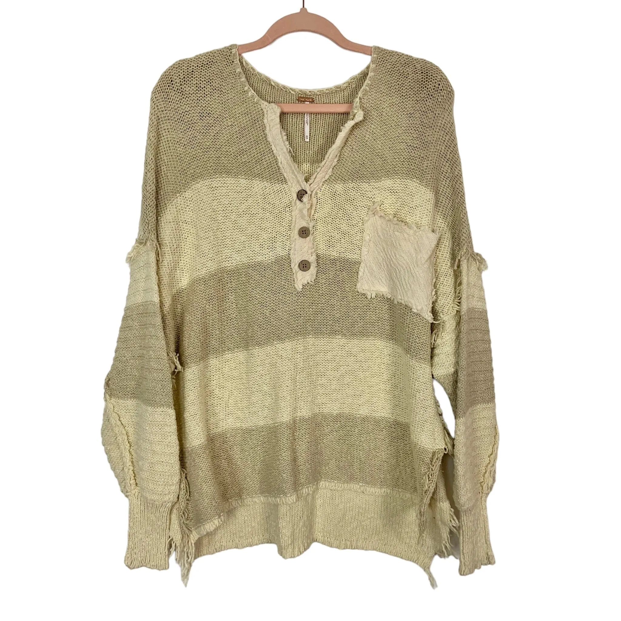 Free People Cream/Tan Oversized Sweater- Size XS (sold out online)