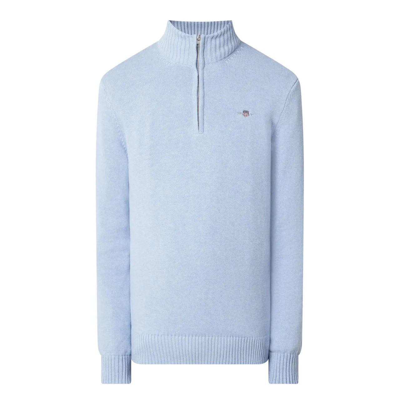 GANT The Sustainable Edit Casual Half-Zip Logo Sweater - Light Blue