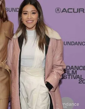 Gina Rodriguez Coat | Gina Rodriguez Pink Leather Coat - Ujackets.com