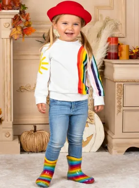 Girls Sun and Rainbow Sweater