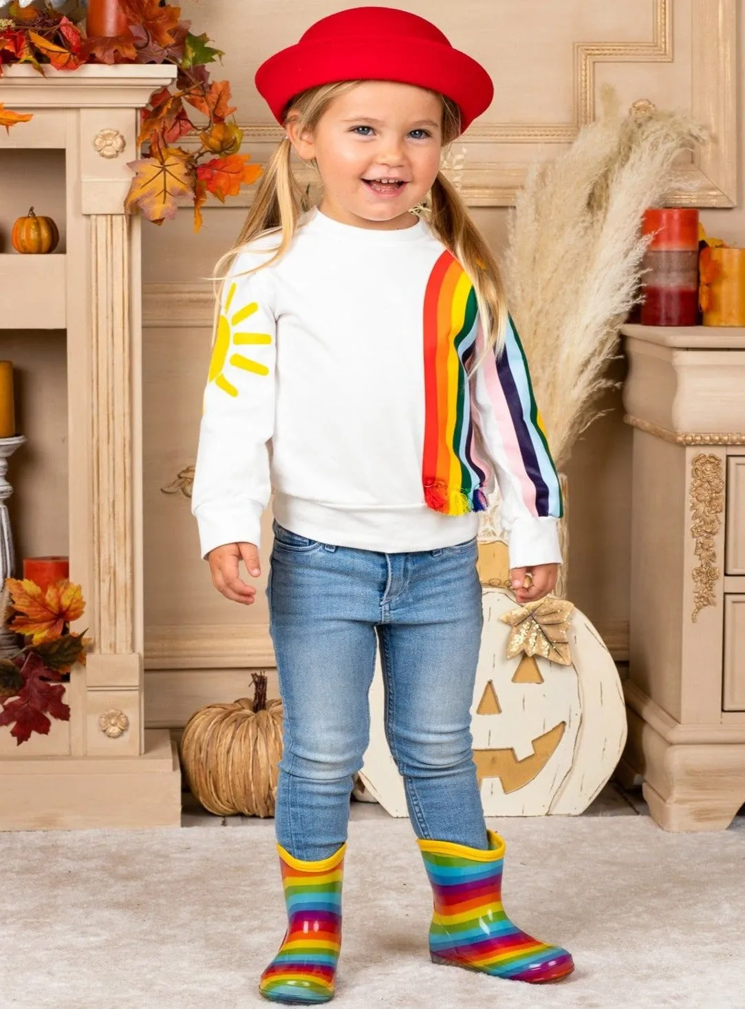 Girls Sun and Rainbow Sweater