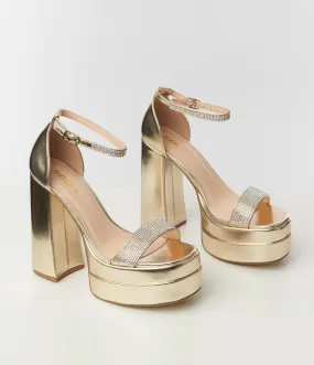 Gold Metallic Platform Heels