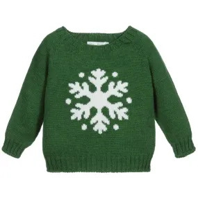 Green Wool Snowflake Sweater