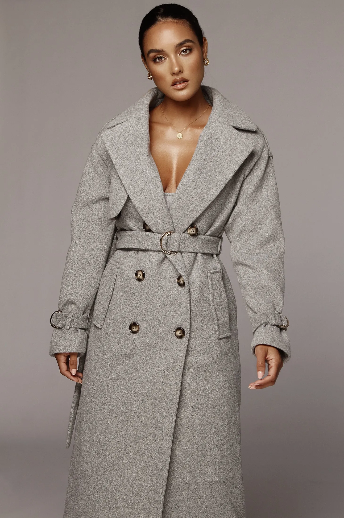 Heather Grey Beverly Trench Coat