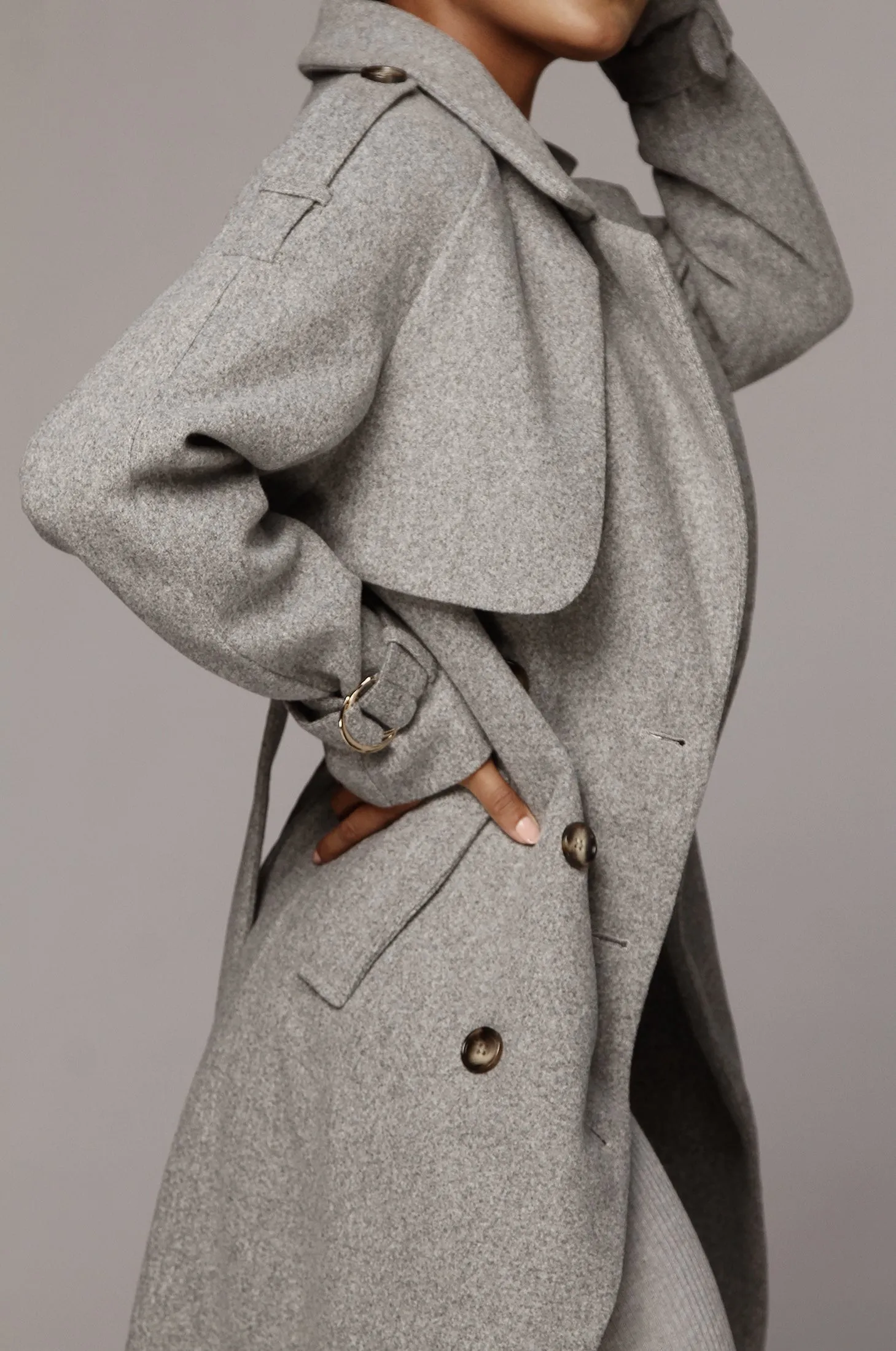 Heather Grey Beverly Trench Coat