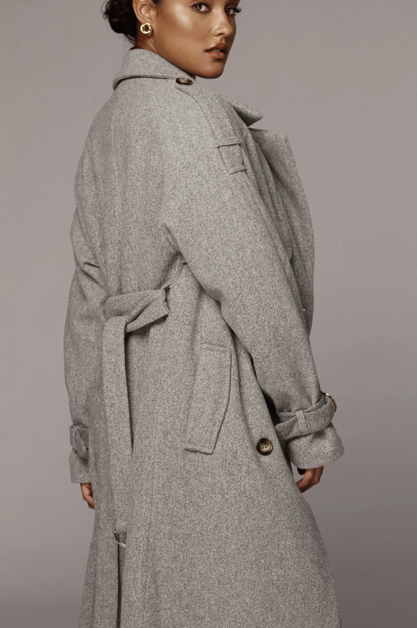 Heather Grey Beverly Trench Coat