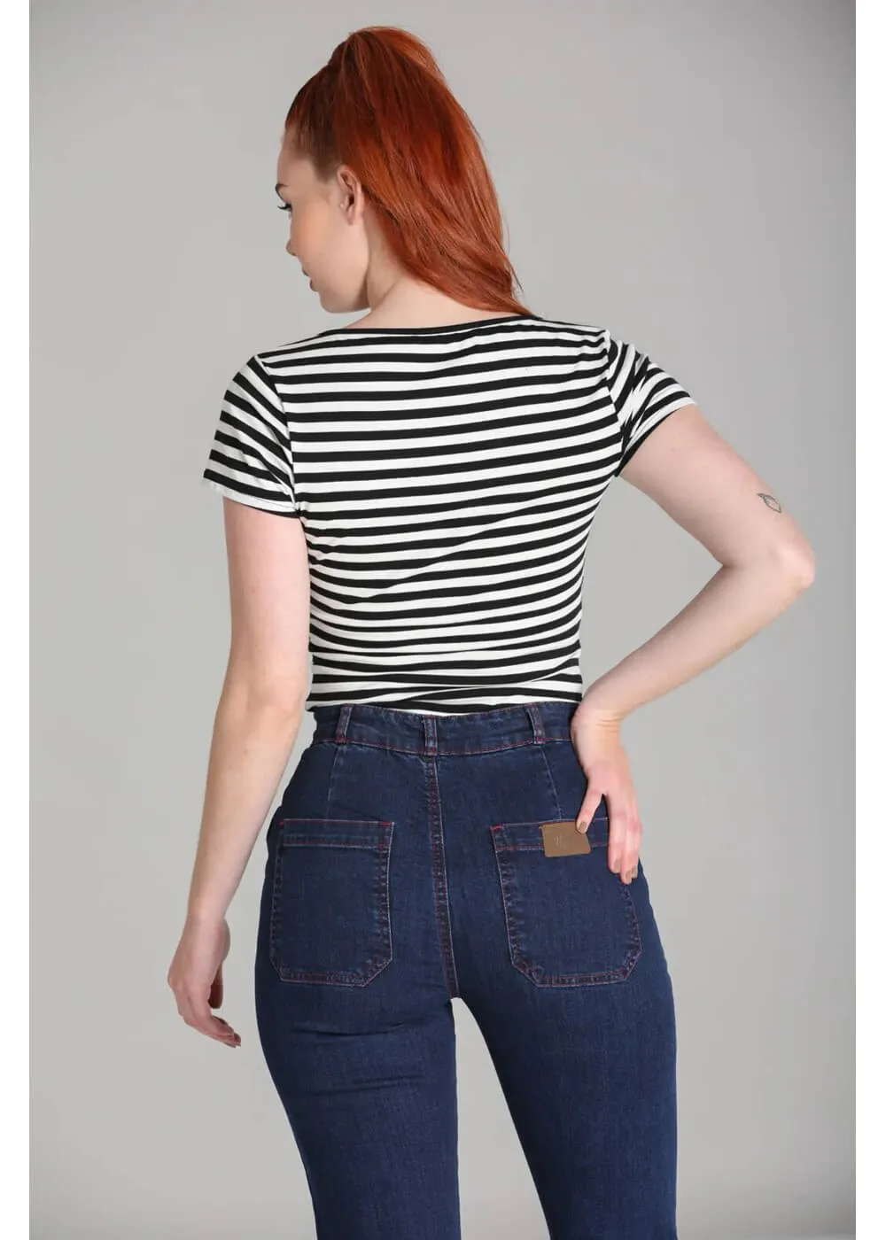 Hell Bunny Kit Stripe 50's Top Black