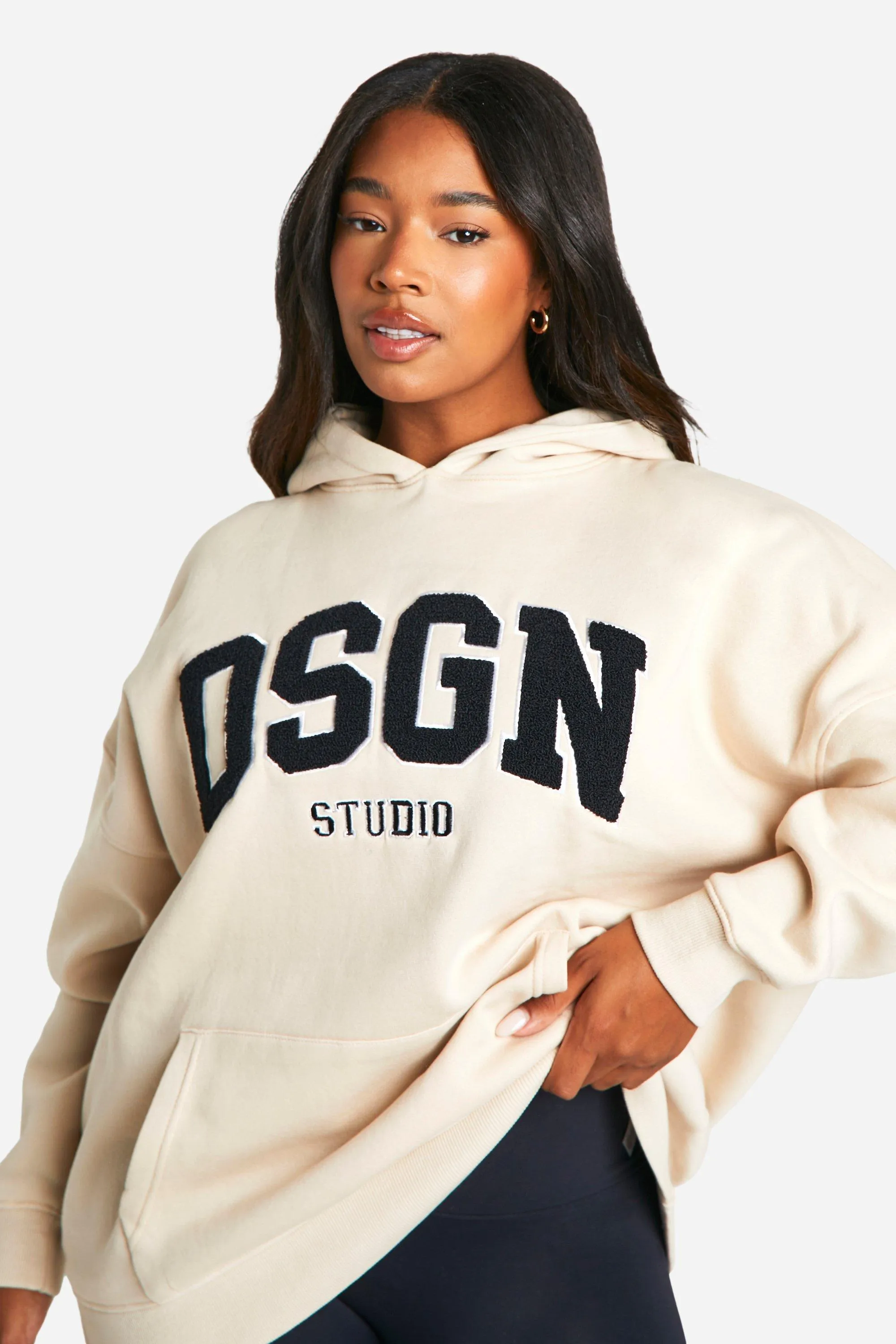 Hoodies & Sweatshirts | Plus Dsgn Slogan Towelling Applique Hoodie | boohoo