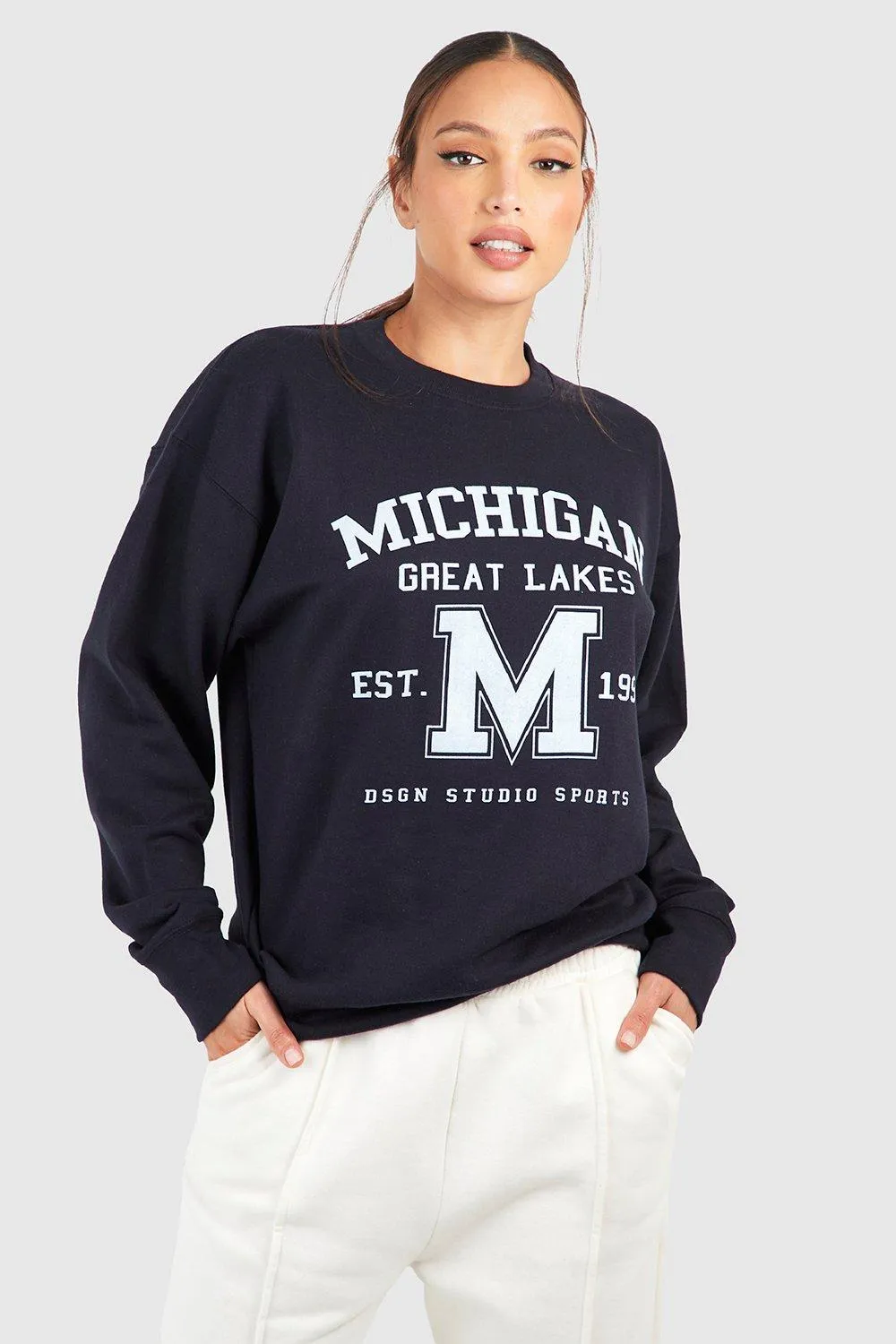 Hoodies & Sweatshirts | Tall Michigan Slogan Varsity Printed Sweatshirt | boohoo