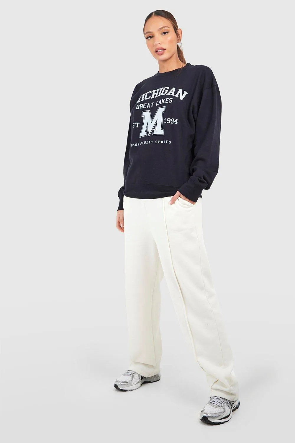 Hoodies & Sweatshirts | Tall Michigan Slogan Varsity Printed Sweatshirt | boohoo