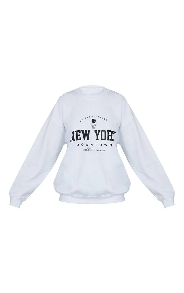 Hoodies & Sweatshirts | White New York Downtown Slogan Printed Sweatshirt | PrettyLittleThing