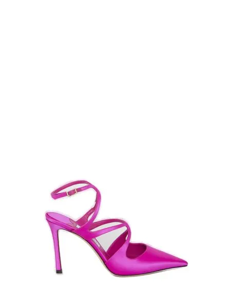 JIMMY CHOO Elegant Satin Pumps with Adjustable Ankle Strap - 95mm Heel