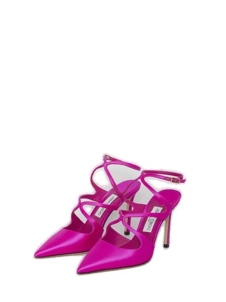 JIMMY CHOO Elegant Satin Pumps with Adjustable Ankle Strap - 95mm Heel