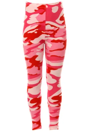 Kid's Pink Camouflage Army Pattern Printed Leggings