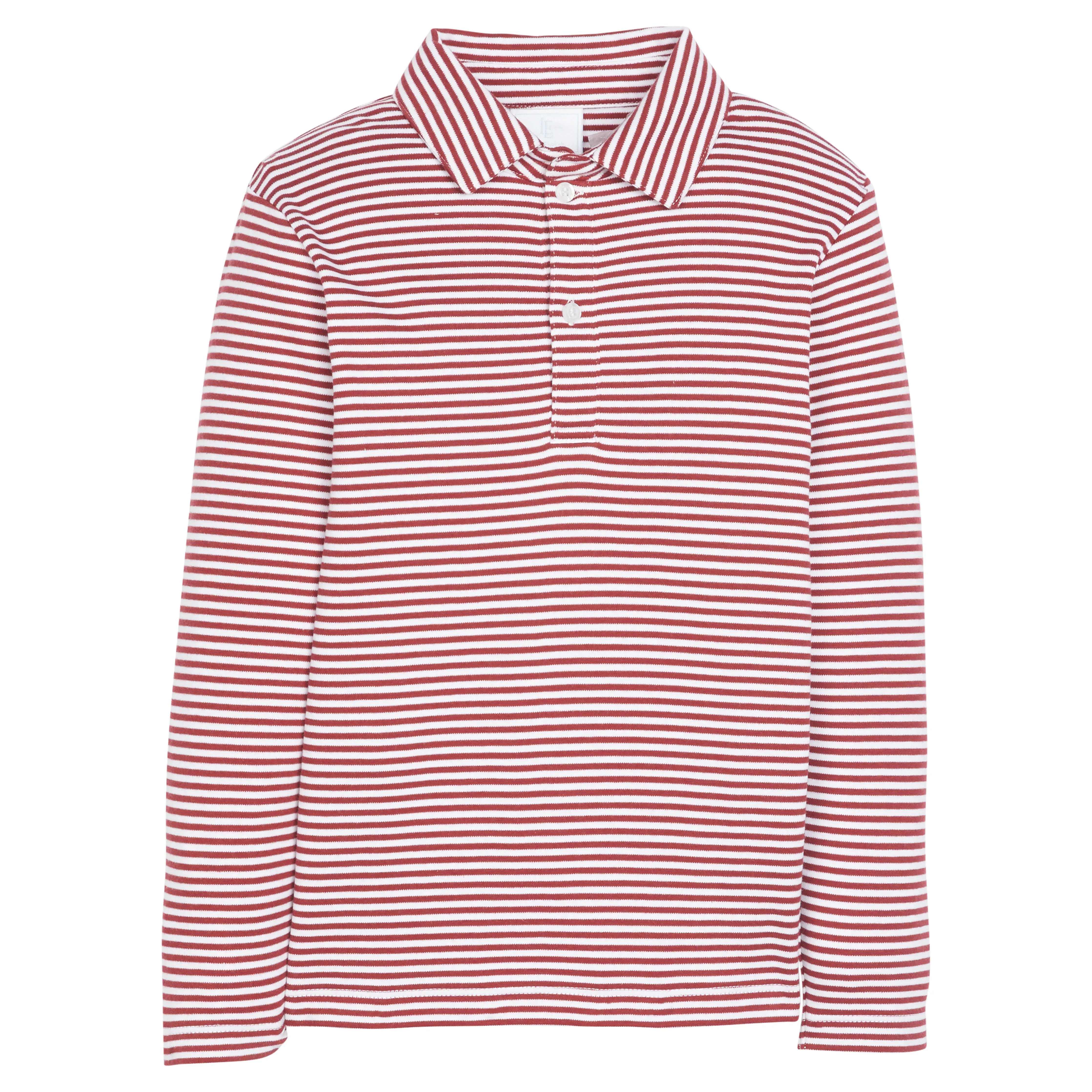 Long Sleeve Striped Polo - Maroon