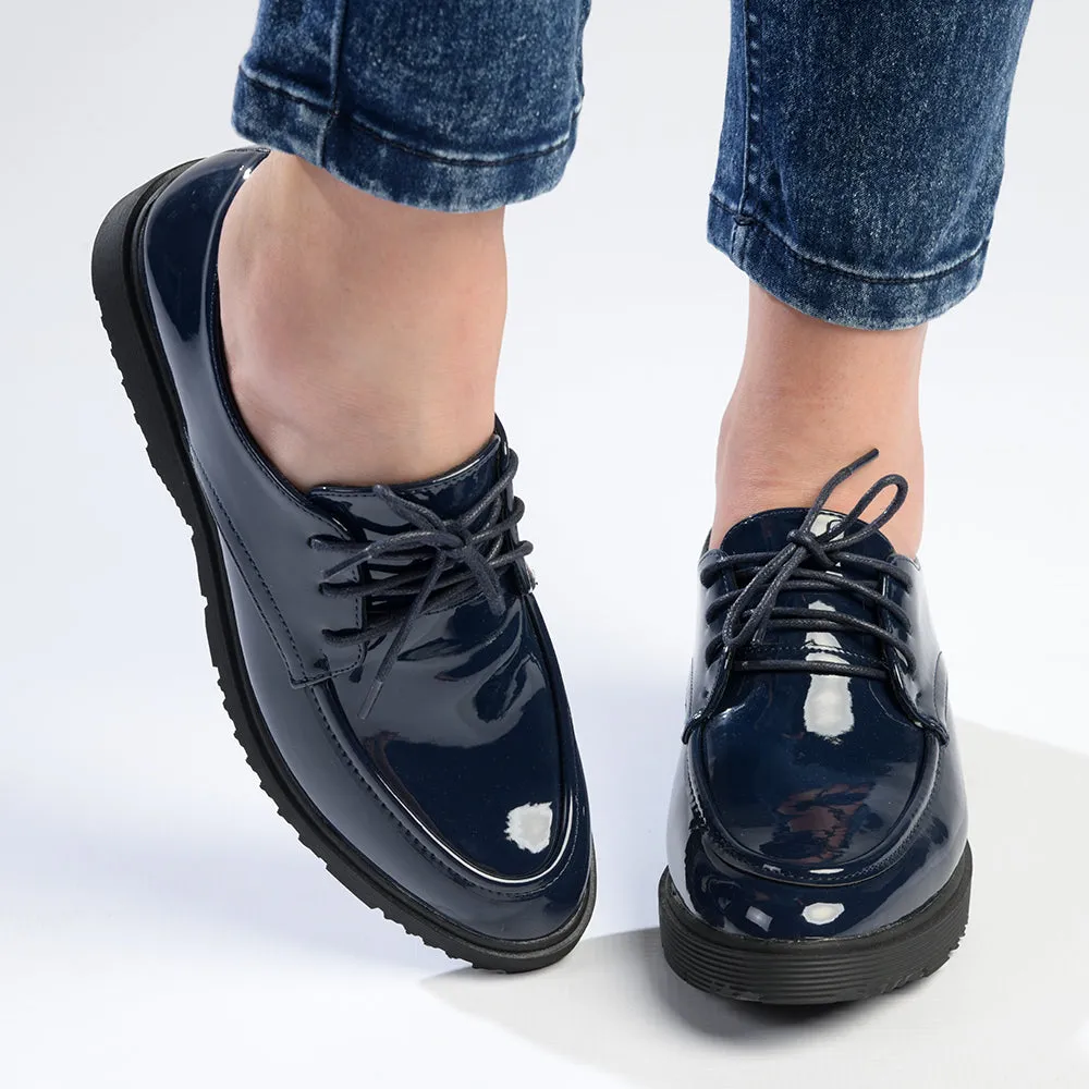 Madison Peggy Lace Up Boyfriend Shoe -navy