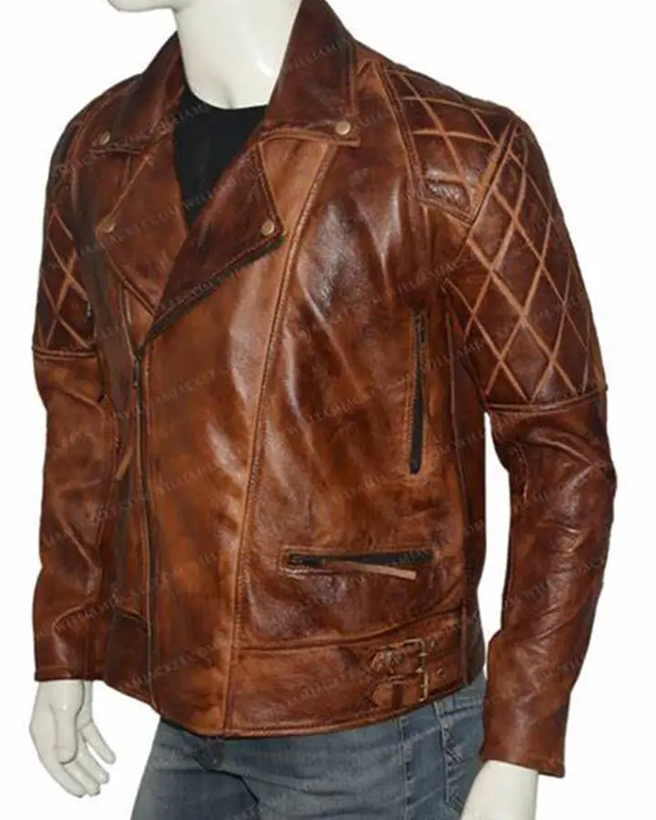 Marlon Brando Vintage Quilted Motorcycle Jacket | William Jacket