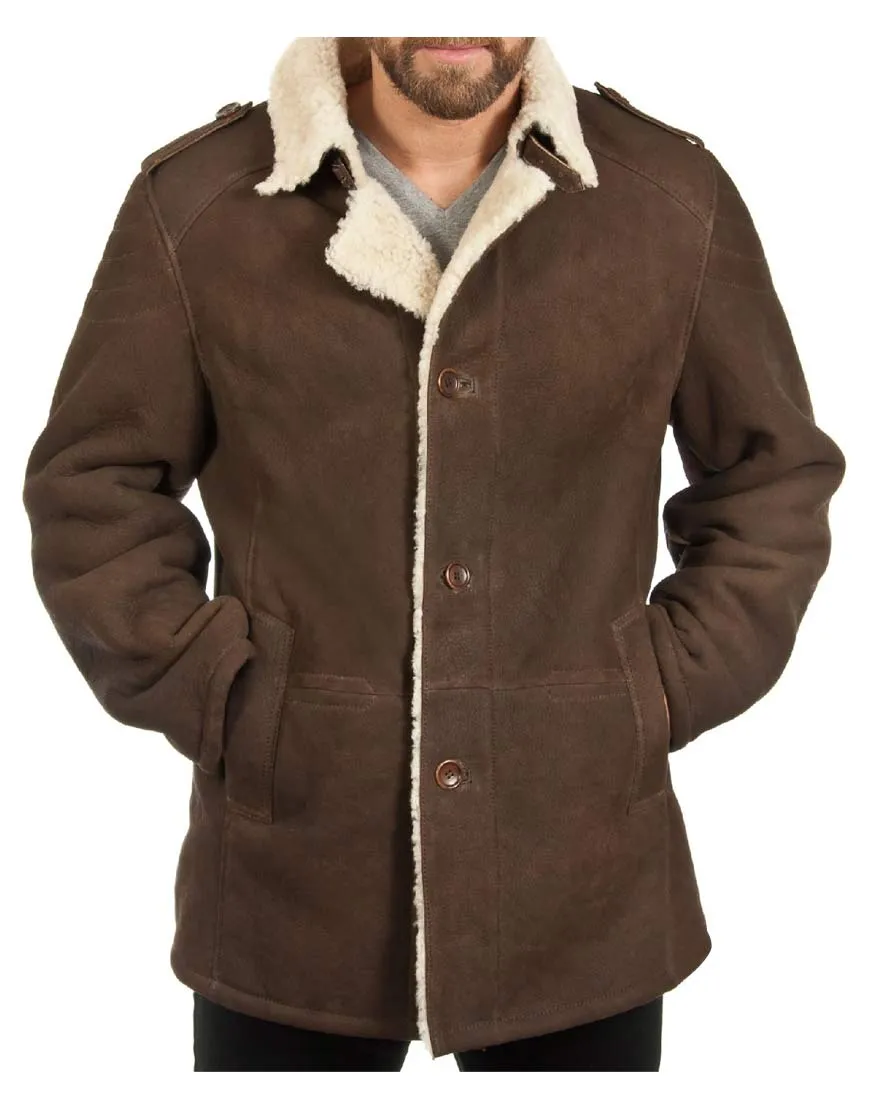 Mens 100% Real Leather Sheepskin Shearling Coat - UJackets