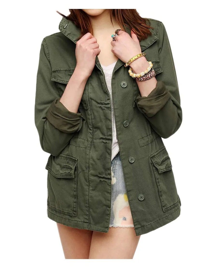 Multi Pockets Women's Military Green Jacket - UJackets