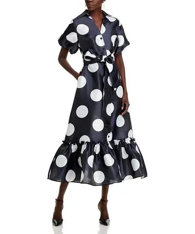 Nancy Yang Polka Dot Ruffled Dress