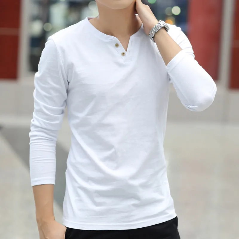 New Long Sleeve Autumn Linen T Shirts Male