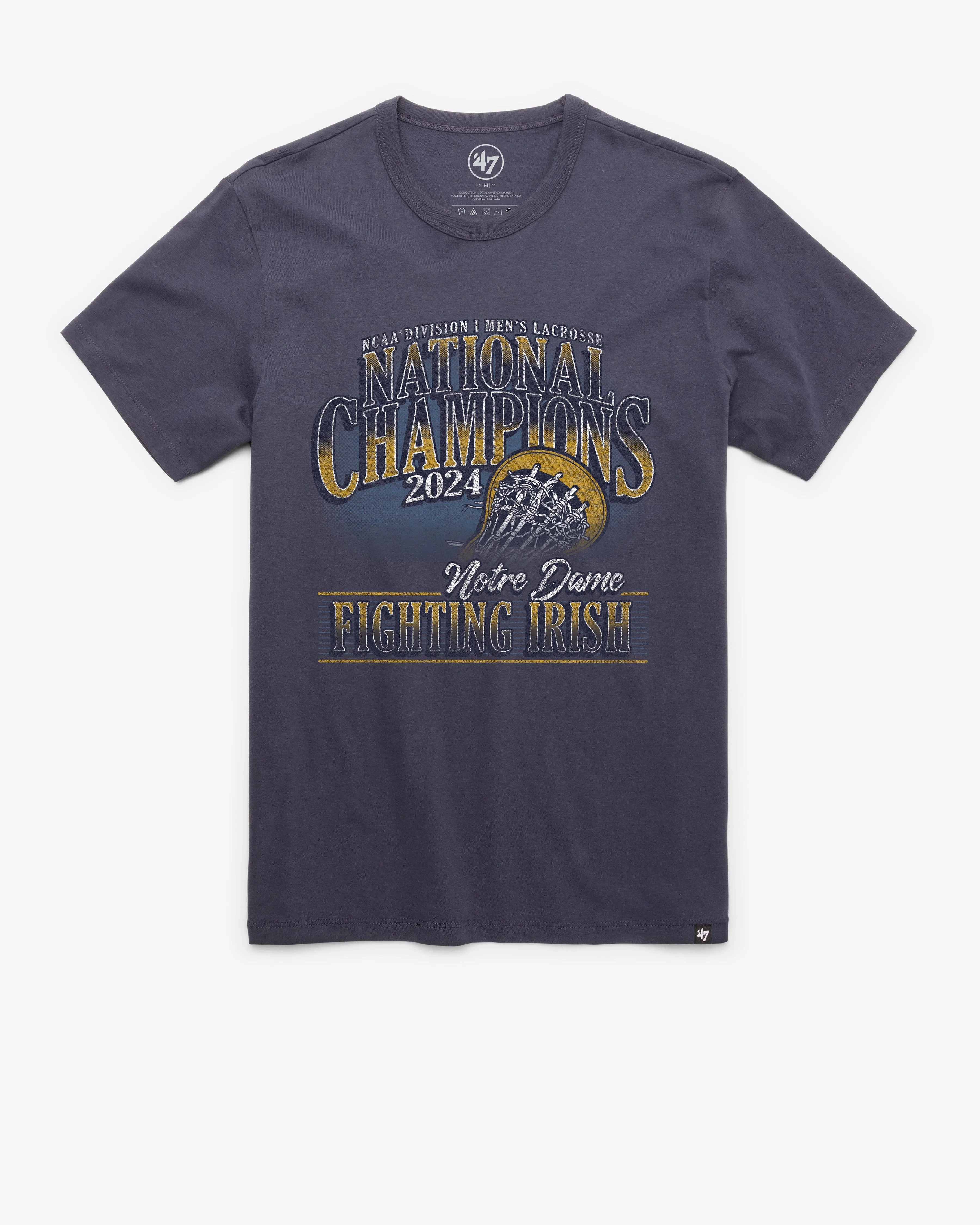 NOTRE DAME FIGHTIN IRISH NCAA LACROSSE NATIONAL CHAMPS '47 FRANKLIN TEE