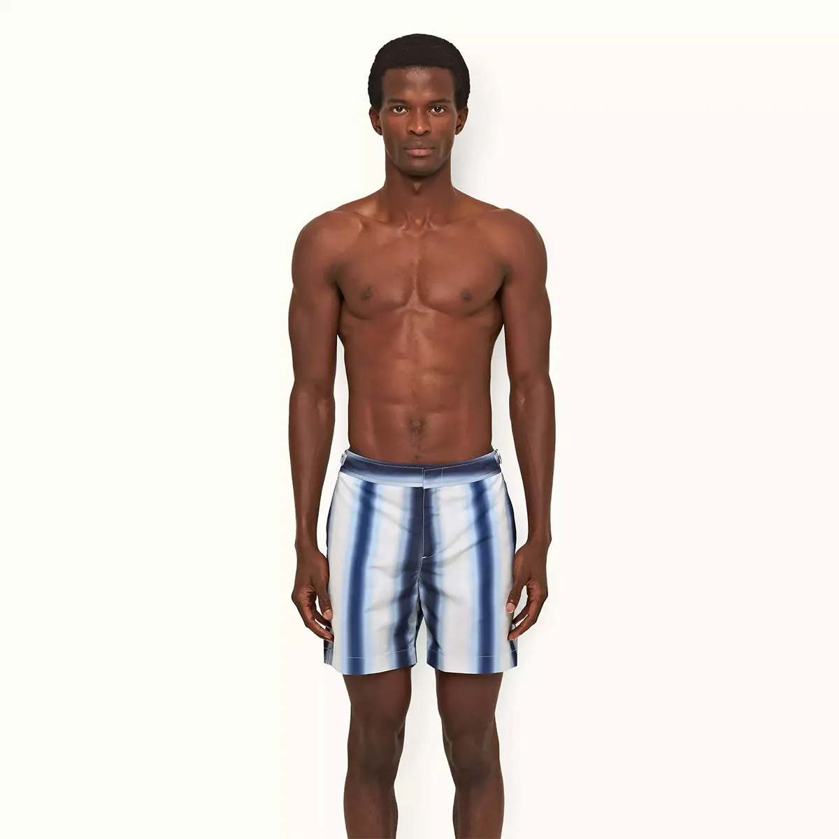 Orlebar Brown - Bulldog Striped Swim Shorts in Sea Mist