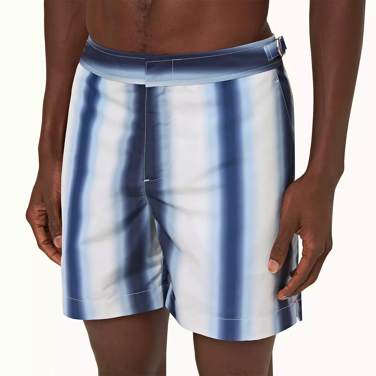 Orlebar Brown - Bulldog Striped Swim Shorts in Sea Mist