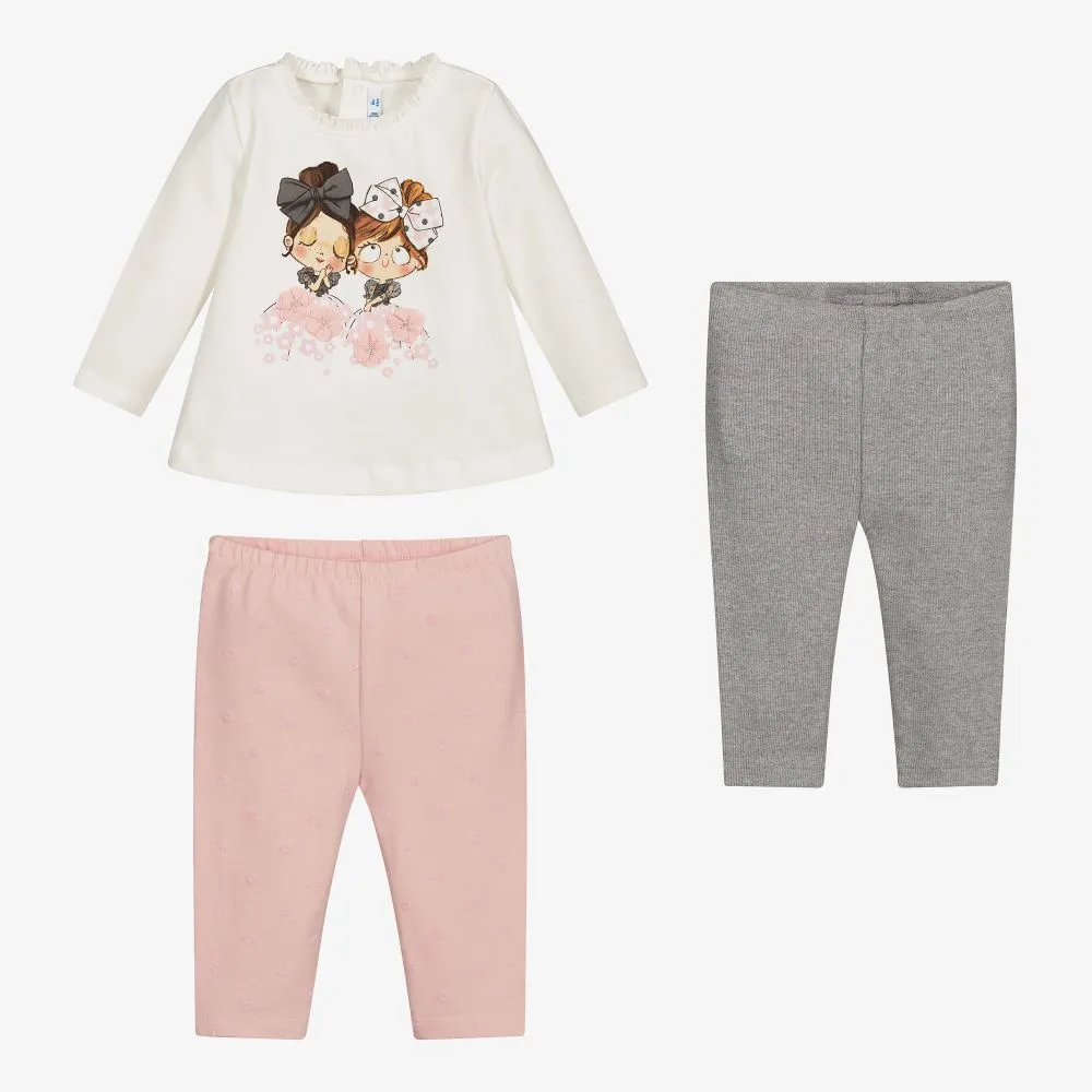 Pale Pink & Grey Leggings Set