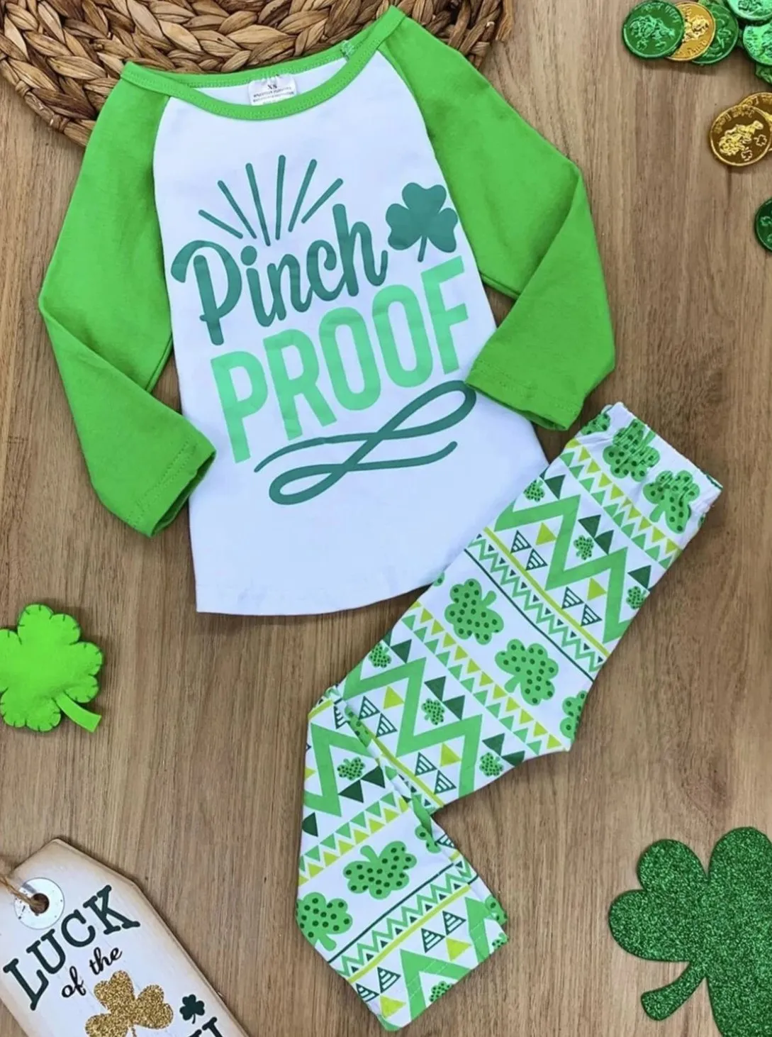 Pinch Proof Clover Print Legging Set