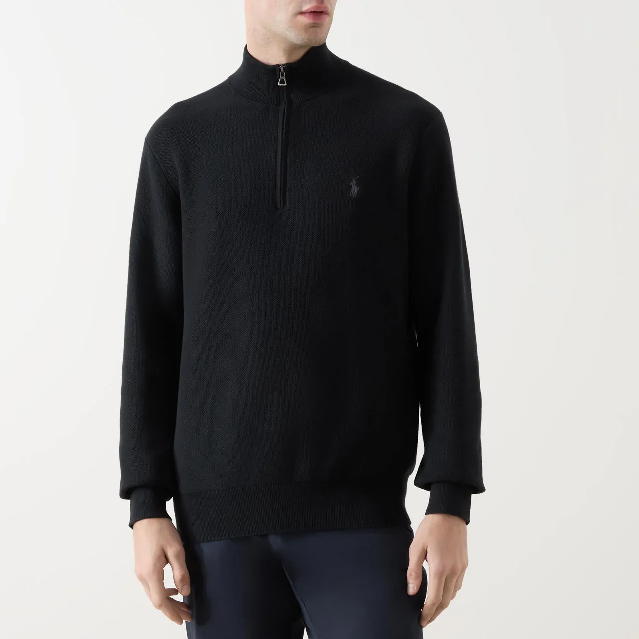 POLO RALPH LAUREN Pima Logo Half-Zip Sweater - Black