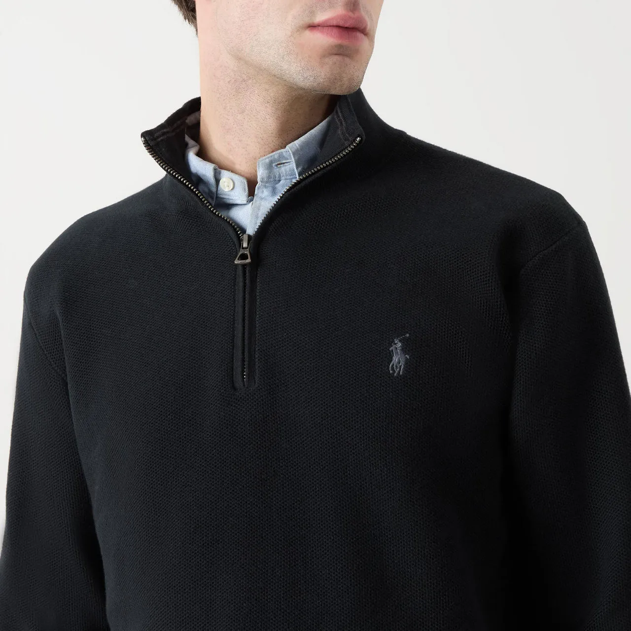 POLO RALPH LAUREN Pima Logo Half-Zip Sweater - Black