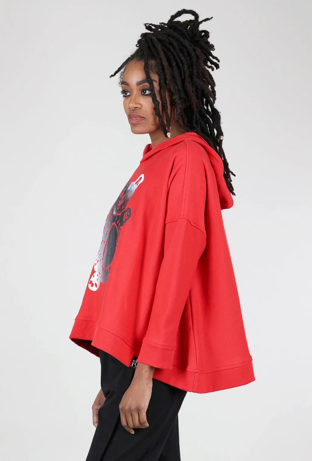 Print Hoodie Sweat, Red/Bear